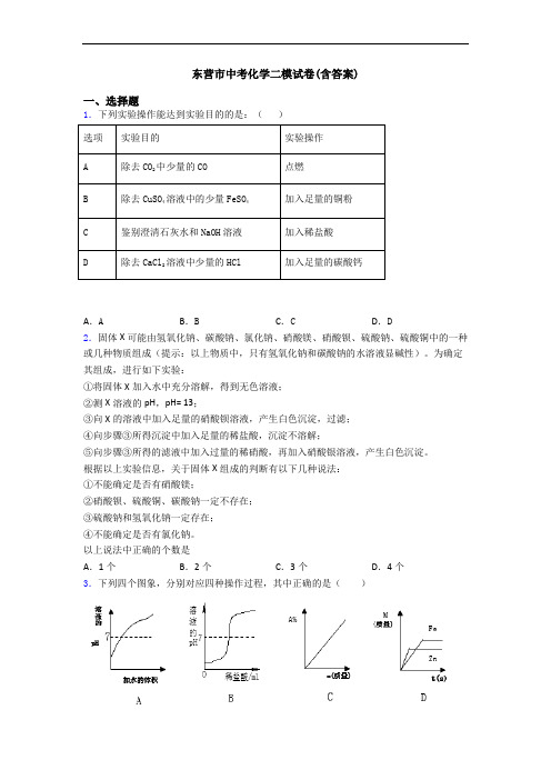 东营市中考化学二模试卷(含答案)