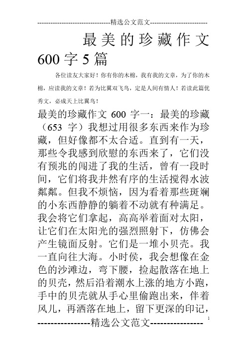 最美的珍藏作文600字5篇