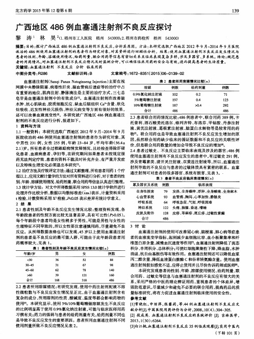 广西地区486例血塞通注射剂不良反应探讨