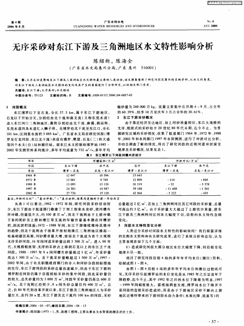 无序采砂对东江下游及三角洲地区水文特性影响分析