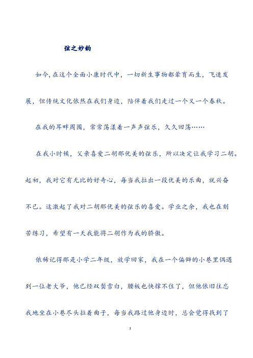 初中模考优秀作文选集-《弦之妙韵》
