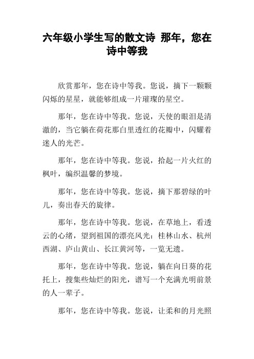 六年级小学生写的散文诗那年,您在诗中等我
