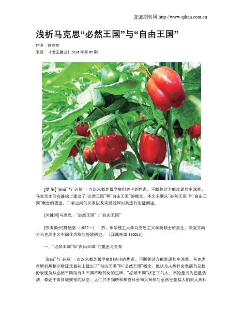 浅析马克思“必然王国”与“自由王国”