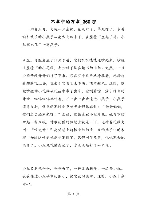 最新精品作文：不幸中的万幸_350字作文