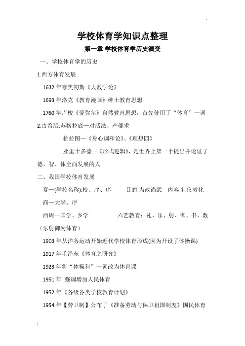 学校体育学知识点整理