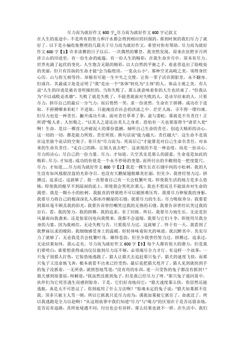 尽力而为就好作文600字_尽力而为就好作文600字记叙文 