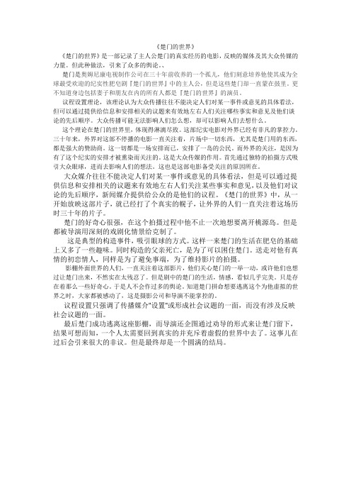 从传媒角度看《楚门的世界》