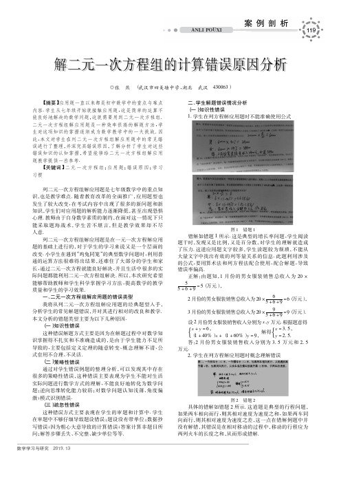 解二元一次方程组的计算错误原因分析