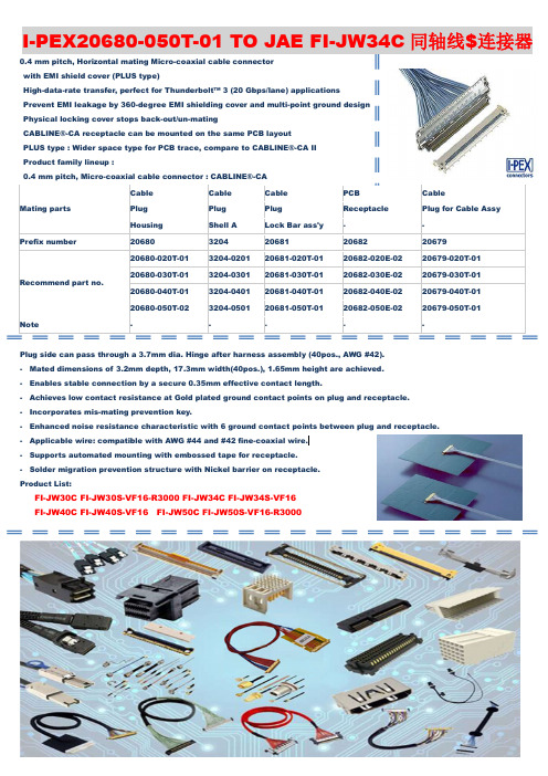 I-PEX20680-050T-01连接器I极细同轴线【产品 百I度I搜I索 找 →苏州汇成元】
