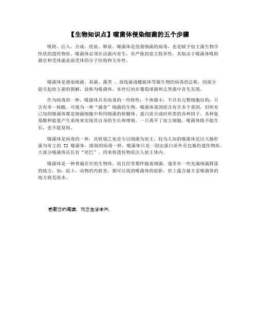 【生物知识点】噬菌体侵染细菌的五个步骤