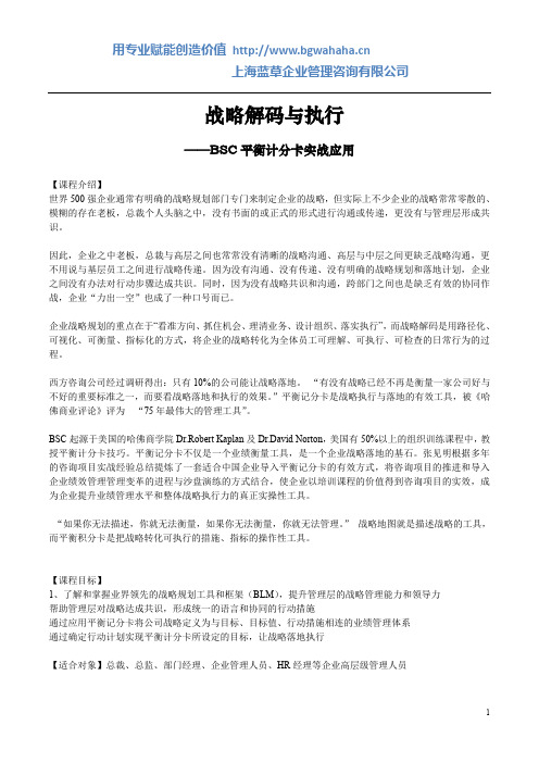 《战略解码与执行：平衡计分卡实战》