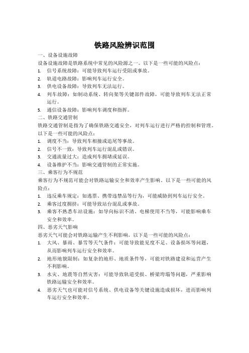 铁路风险辨识范围