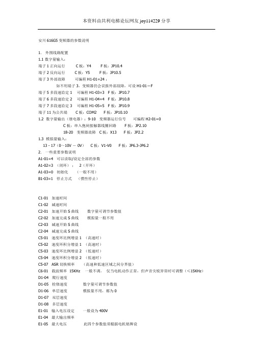 安川616G5变频器的参数说明(精)