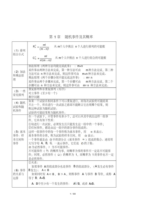 (浙大第四版)概率论与数理统计知识点总结