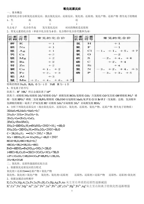 氧化还原反应知识总结