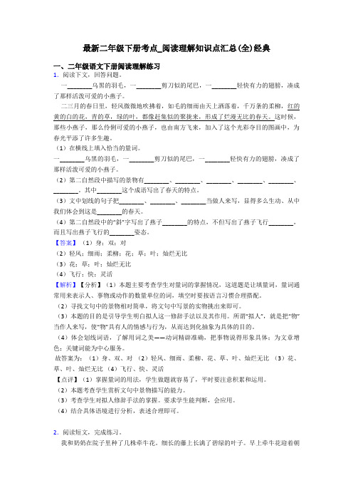 最新二年级下册考点_阅读理解知识点汇总(全)经典