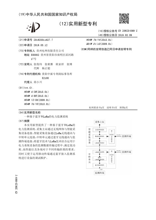 【CN209234069U】一种基于蓝牙和LoRa的电力监测系统【专利】
