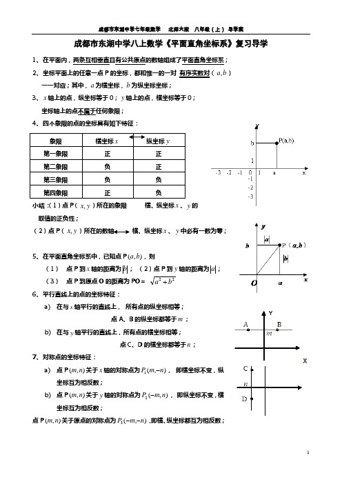 成都市东湖中学八上数学《平面直角坐标系》复习导学