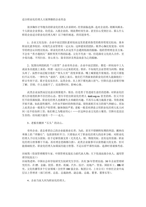 适合职业化经理人大展拳脚的企业形态