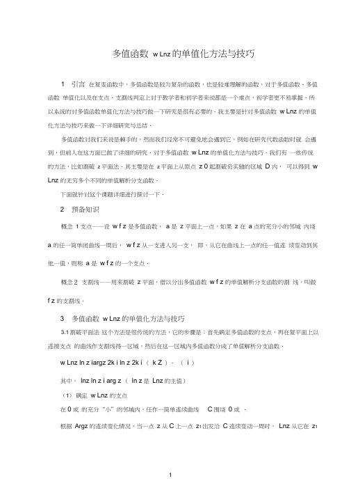 多值函数的单值化方法与技巧