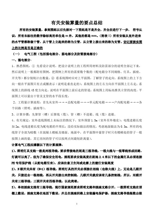 有关安装算量的要点总结.