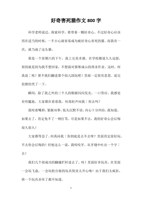 好奇害死猫作文800字