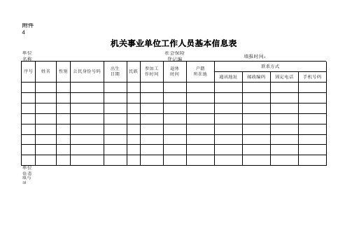 宁夏机关事业单位工作人员基本信息表