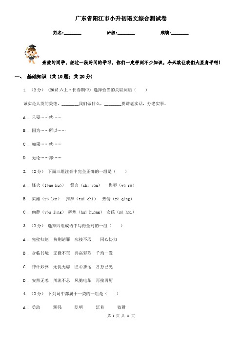 广东省阳江市小升初语文综合测试卷