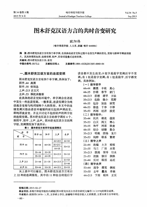 图木舒克汉语方言的共时音变研究