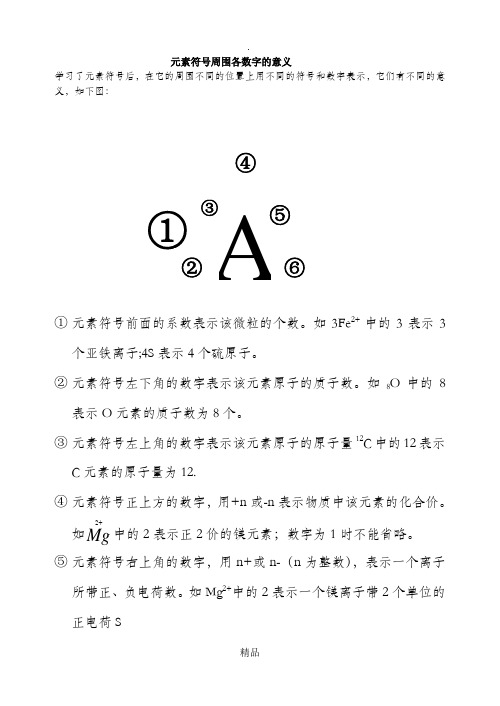 元素符号周围各数字的意义