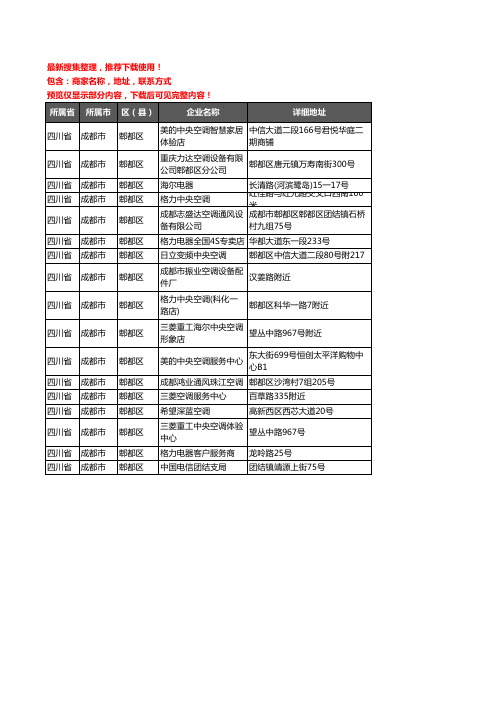 新版四川省成都市郫都区中央空调企业公司商家户名录单联系方式地址大全17家