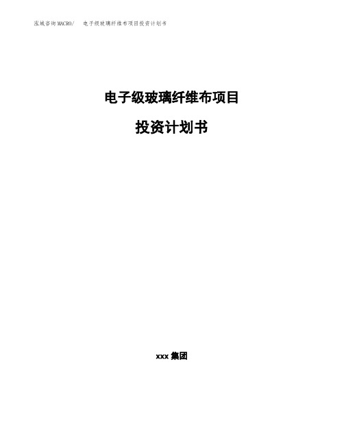 电子级玻璃纤维布项目投资计划书