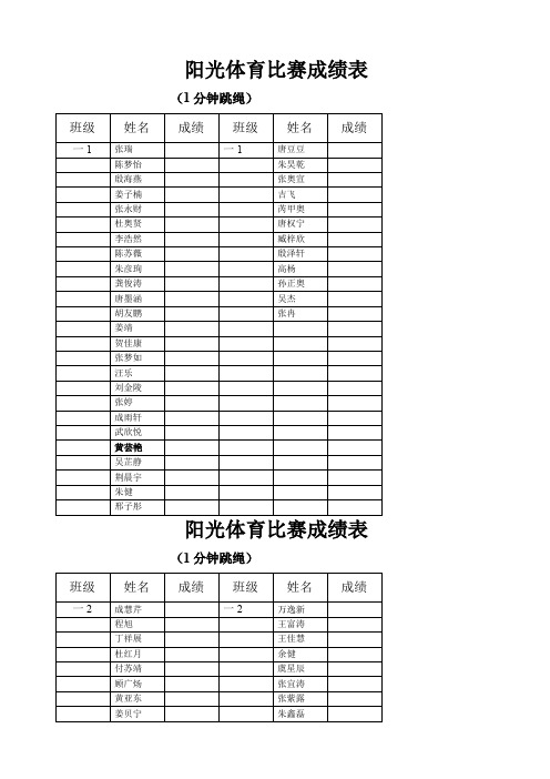 阳光体育比赛表格