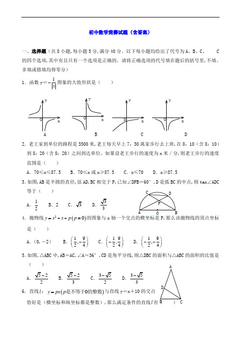 初中数学竞赛试题(含答案)