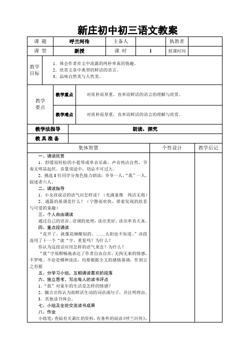 苏科版九年级语文《呼兰河传》