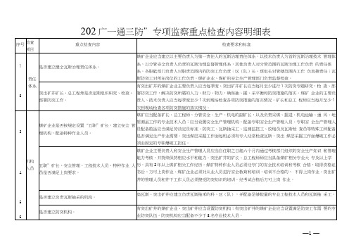 “一通三防”专项监察重点检查内容明细表
