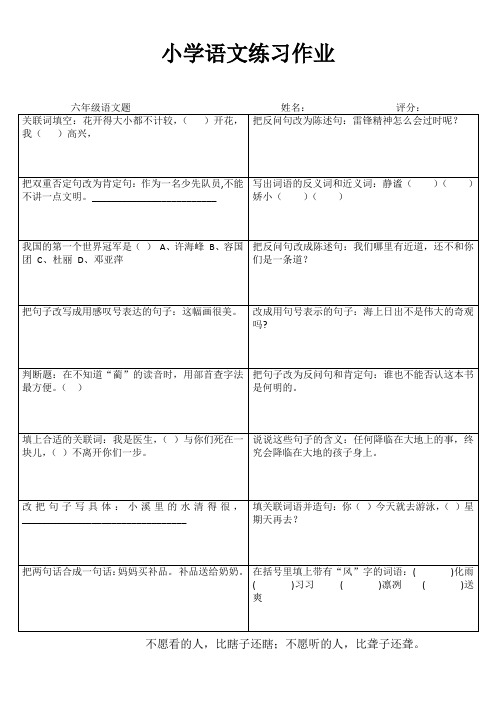 六年级语文课课通训练III (24)