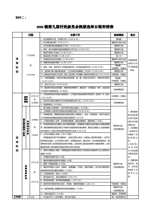 xxx镇第九届村民委员会换届选举日程安排表(印刷)