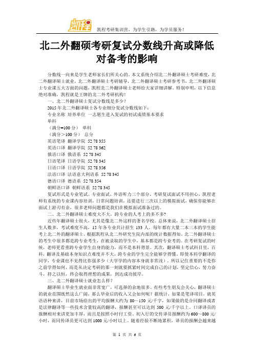 北二外翻硕考研复试分数线升高或降低对备考的影响