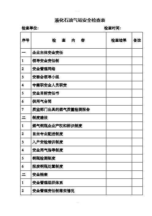 液化石油气站安全检查表