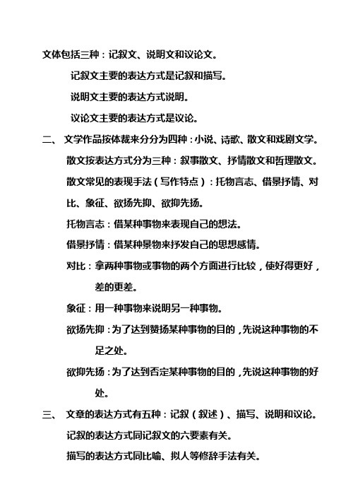文学作品按体裁来分