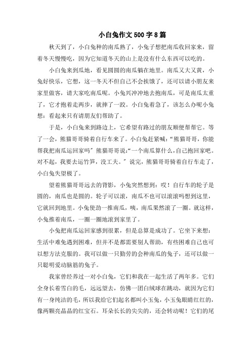 《小白兔》作文500字8篇范文精选