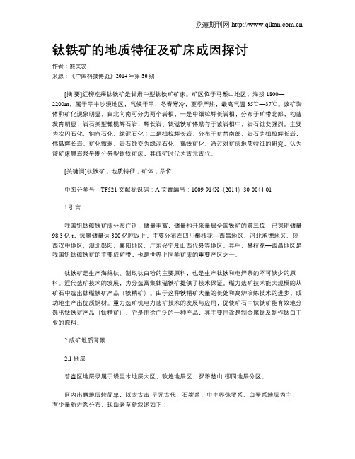 钛铁矿的地质特征及矿床成因探讨