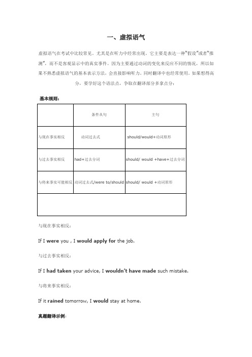 英语四级涉及的虚拟语气