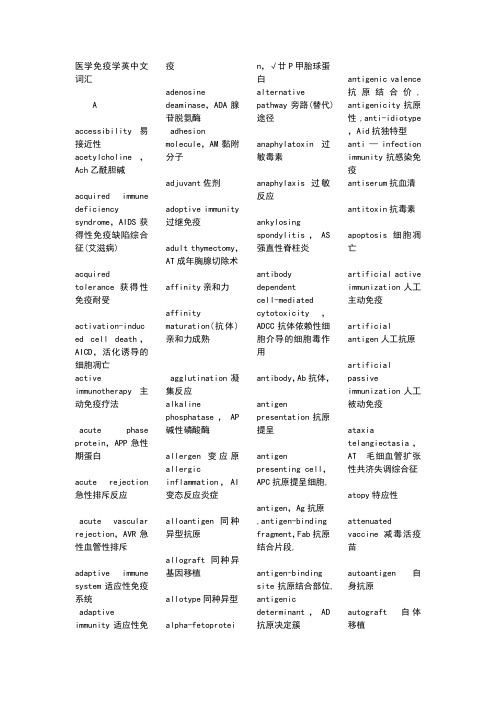 生物免疫学英文词汇汇总学习