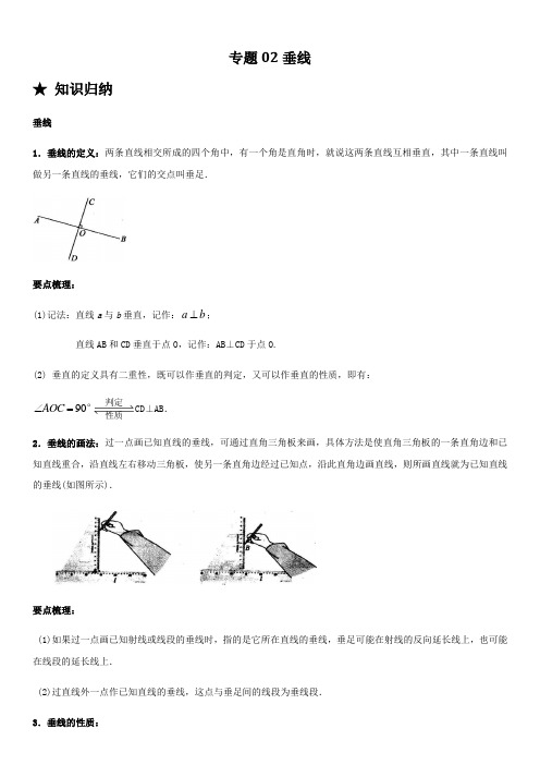 专题02 垂线-人教版七年级下册数学常考题专练(解析版)