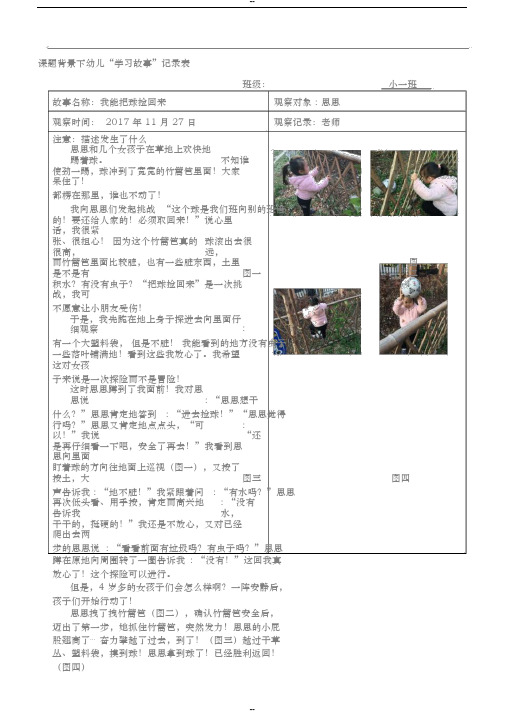 幼儿园学习故事记录表