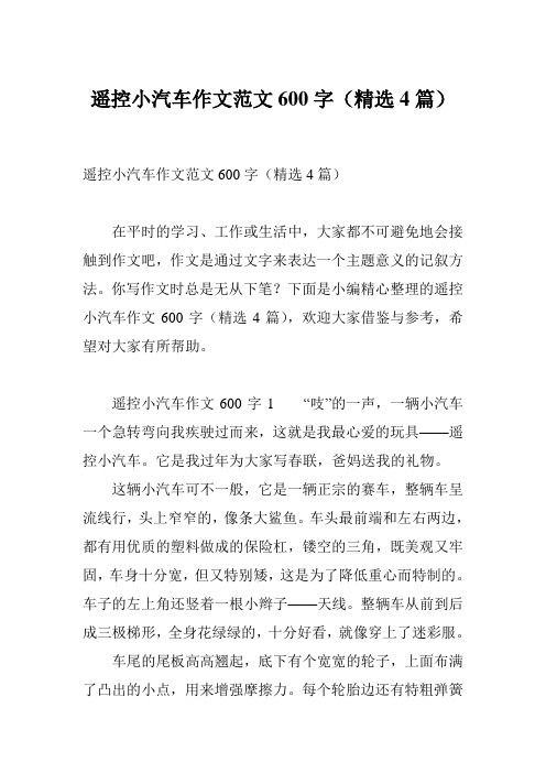 遥控小汽车作文范文600字(精选4篇)