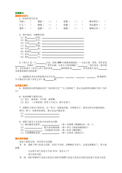 《枣儿》《音乐之声(节选)》巩固练习