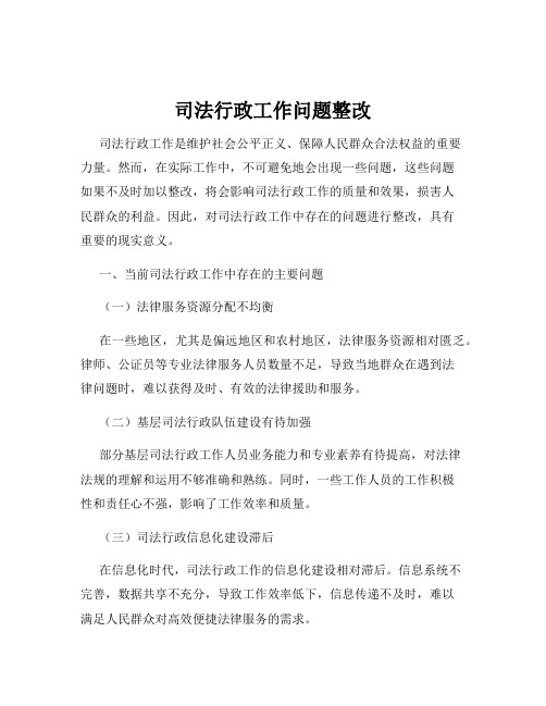 司法行政工作问题整改